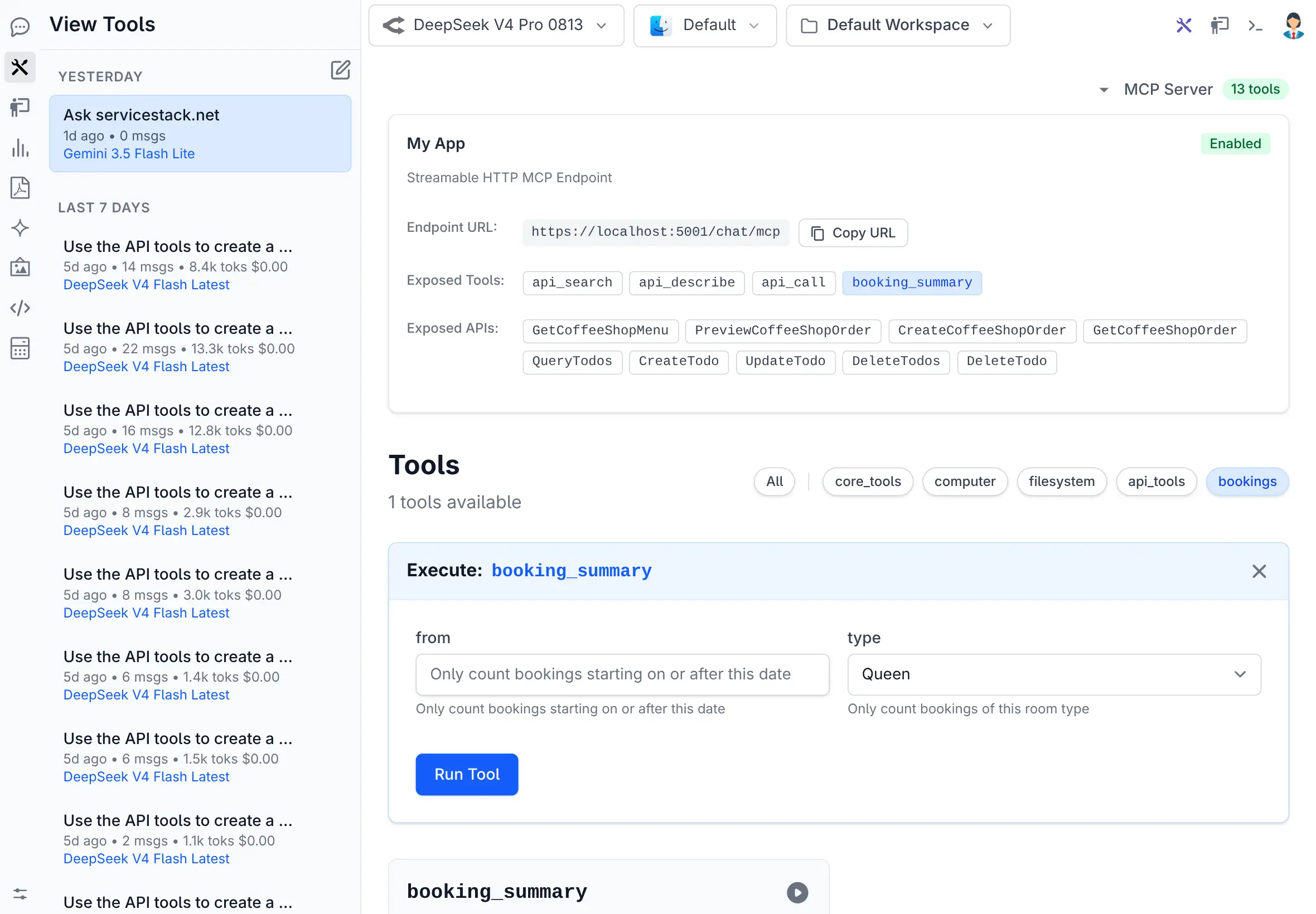Tool booking example