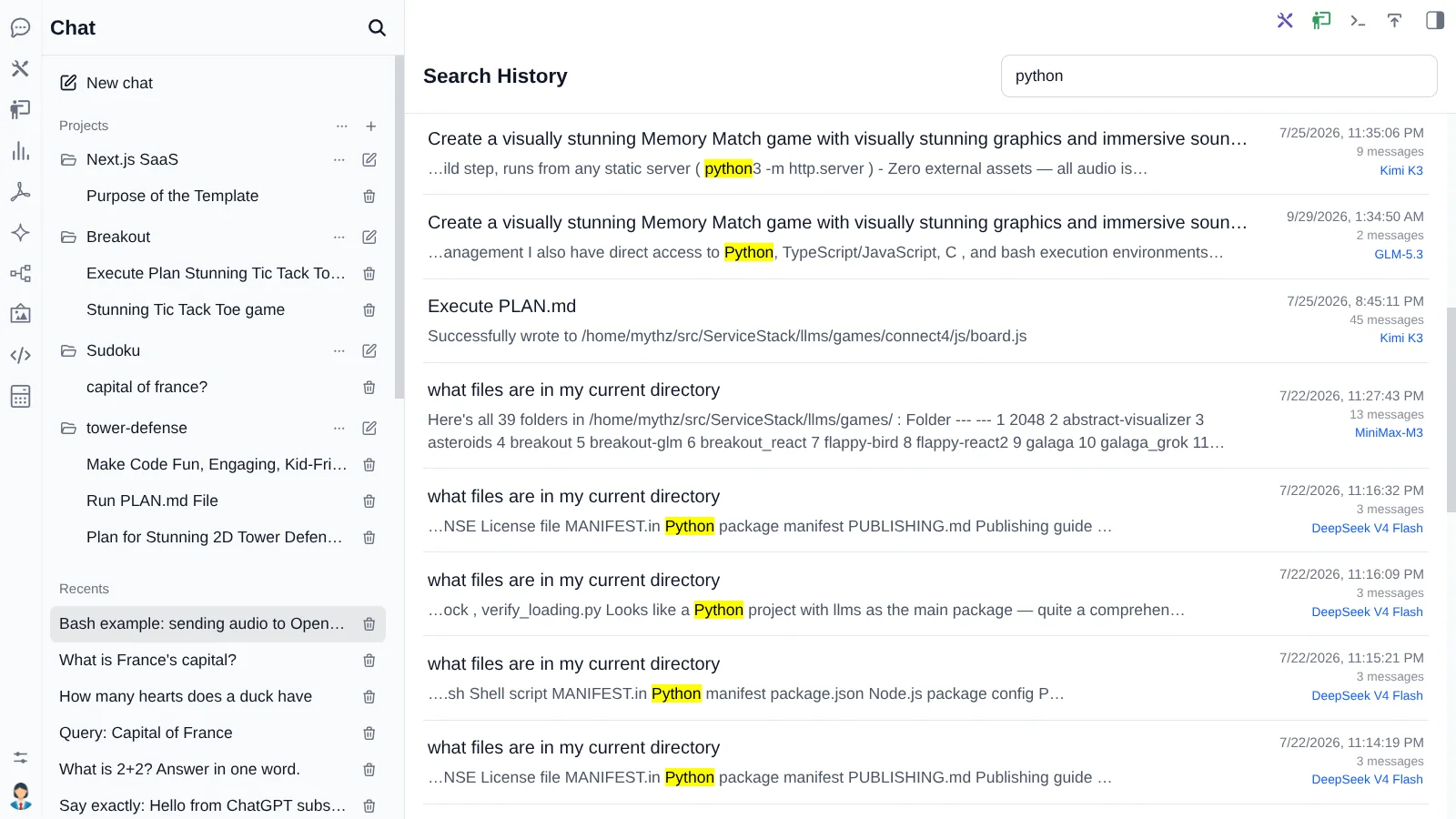 Search history